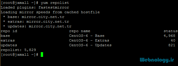 دستور yum repolist برای فهرست Repository در لینوکس